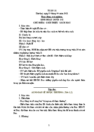 Kế hoạch bài dạy các môn Lớp 1 - Tuần 31 - Năm học 2020-2021 - Trần Thị Tú Uyên