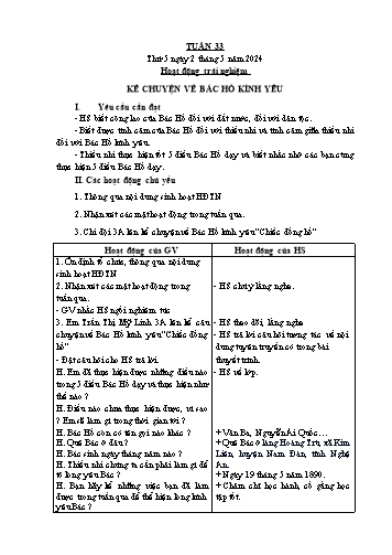 Kế hoạch bài dạy các môn Lớp 1 - Tuần 33 - Năm học 2023-2024 - Nguyễn Thị Thu Hà