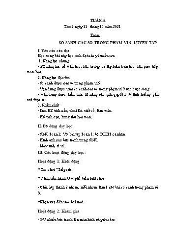 Kế hoạch bài dạy các môn Lớp 1 - Tuần 5 - Năm học 2023-2024 - Trần Thị Tú Uyên