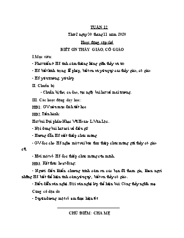 Kế hoạch bài dạy các môn Lớp 2 - Tuần 12 - Năm học 2020-2021 - Cao Thị Kim Nga