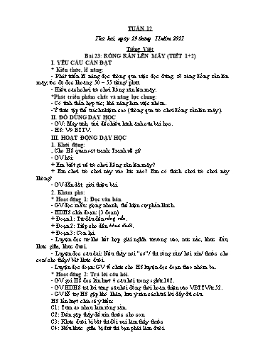 Kế hoạch bài dạy các môn Lớp 2 - Tuần 12 - Năm học 2021-2022 - Cao Thị Kim Nga