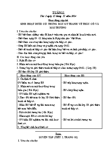 Kế hoạch bài dạy các môn Lớp 2 - Tuần 12 - Năm học 2024-2025 - Cao Thị Kim Nga