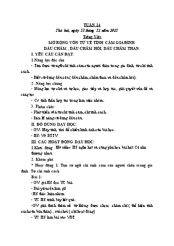 Kế hoạch bài dạy các môn Lớp 2 - Tuần 14 - Năm học 2021-2022 - Cao Thị Kim Nga