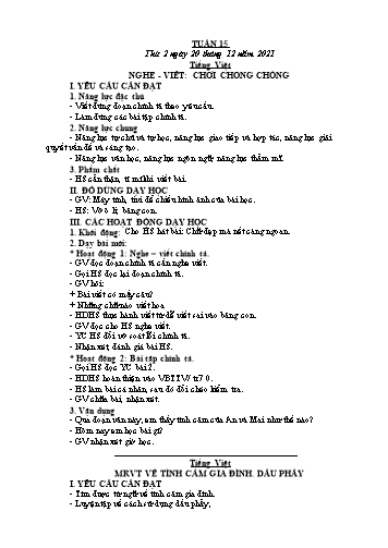 Kế hoạch bài dạy các môn Lớp 2 - Tuần 15 - Năm học 2021-2022 - Cao Thị Kim Nga