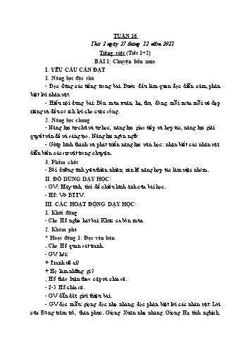 Kế hoạch bài dạy các môn Lớp 2 - Tuần 16 - Năm học 2021-2022 - Cao Thị Kim Nga