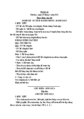 Kế hoạch bài dạy các môn Lớp 2 - Tuần 19 - Năm học 2020-2021 - Cao Thị Kim Nga