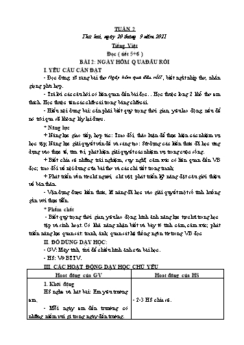 Kế hoạch bài dạy các môn Lớp 2 - Tuần 2 - Năm học 2021-2022 - Cao Thị Kim Nga