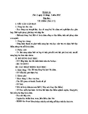 Kế hoạch bài dạy các môn Lớp 2 - Tuần 20 - Năm học 2021-2022 - Cao Thị Kim Nga