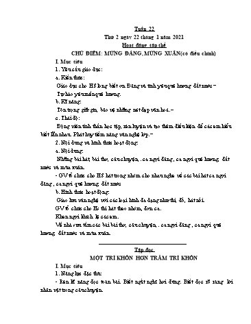 Kế hoạch bài dạy các môn Lớp 2 - Tuần 22 - Năm học 2020-2021 - Cao Thị Kim Nga