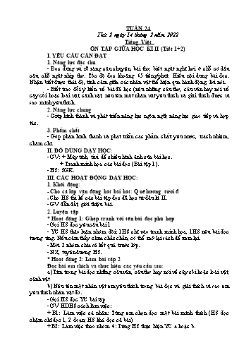 Kế hoạch bài dạy các môn Lớp 2 - Tuần 24 - Năm học 2024-2025 - Cao Thị Nga