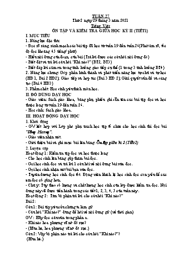 Kế hoạch bài dạy các môn Lớp 2 - Tuần 27 - Năm học 2020-2021 - Cao Thị Kim Nga