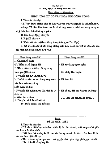 Kế hoạch bài dạy các môn Lớp 2 - Tuần 27 - Năm học 2024-2025 - Cao Thị Kim Nga
