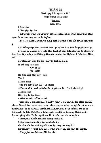 Kế hoạch bài dạy các môn Lớp 2 - Tuần 28 - Năm học 2020-2021 - Cao Thị Kim Nga