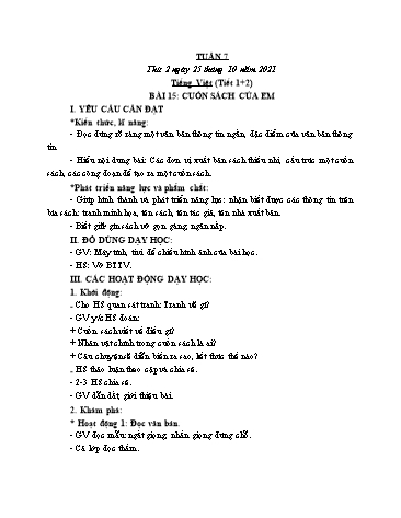 Kế hoạch bài dạy các môn Lớp 2 - Tuần 7 - Năm học 2021-2022 - Cao Thị Kim Nga