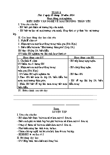 Kế hoạch bài dạy các môn Lớp 2 - Tuần 8 - Năm học 2024-2025 - Cao Thị Kim Nga