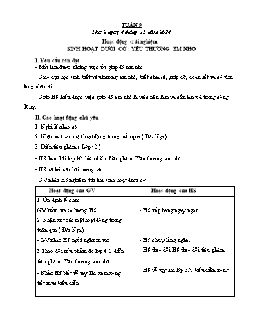 Kế hoạch bài dạy các môn Lớp 2 - Tuần 9 - Năm học 2024-2025 - Cao Thị Kim Nga