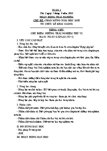 Kế hoạch bài dạy các môn Lớp 3 - Tuần 1 - Năm học 2024-2025 - Cao Thị Nga