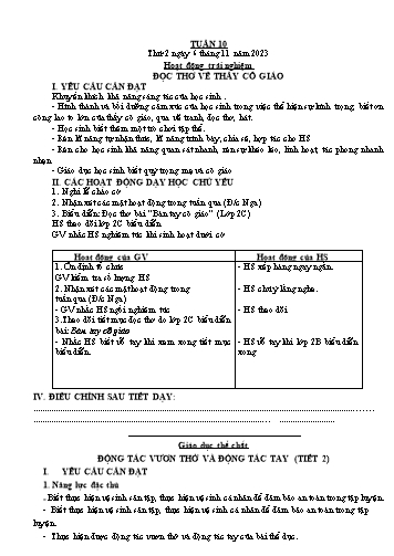 Kế hoạch bài dạy các môn Lớp 3 - Tuần 10 - Năm học 2023-2024 - Trương Thị Thơm