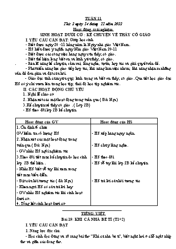 Kế hoạch bài dạy các môn Lớp 3 - Tuần 11 - Năm học 2022-2023 - Cao Thị Kim Nga