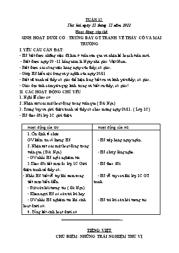 Kế hoạch bài dạy các môn Lớp 3 - Tuần 12 - Năm học 2024-2025 - Cao Thị Nga