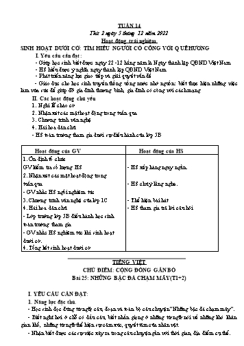 Kế hoạch bài dạy các môn Lớp 3 - Tuần 14 - Năm học 2022-2023 - Cao Thị Kim Nga