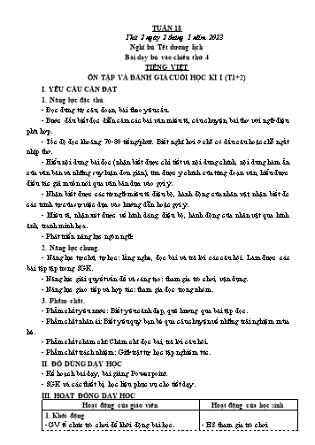 Kế hoạch bài dạy các môn Lớp 3 - Tuần 18 - Năm học 2022-2023 - Cao Thị Kim Nga