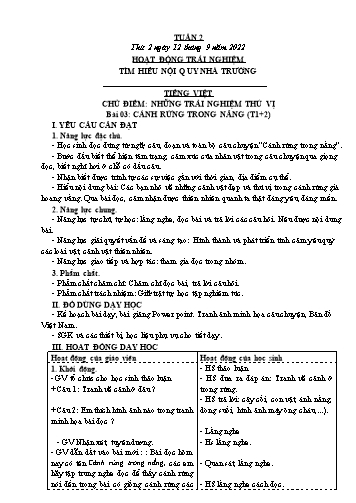 Kế hoạch bài dạy các môn Lớp 3 - Tuần 2 - Năm học 2022-2023 - Cao Thị Kim Nga