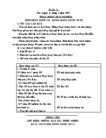 Kế hoạch bài dạy các môn Lớp 3 - Tuần 21 - Năm học 2022-2023 - Cao Thị Kim Nga