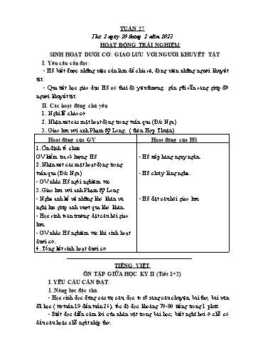 Kế hoạch bài dạy các môn Lớp 3 - Tuần 27 - Năm học 2022-2023 - Cao Thị Kim Nga