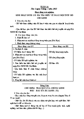 Kế hoạch bài dạy các môn Lớp 3 - Tuần 34 - Năm học 2023-2024 - Cao Thị Kim Nga