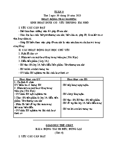 Kế hoạch bài dạy các môn Lớp 3 - Tuần 9 - Năm học 2023-2024 - Trương Thị Thơm