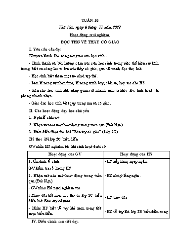 Kế hoạch bài dạy các môn Lớp 4 - Tuần 10 - Năm học 2023-2024 - Cao Thị Kim Nga