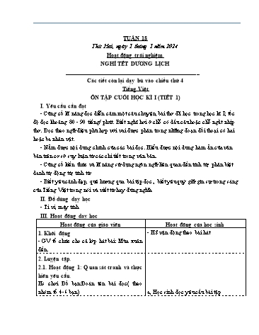 Kế hoạch bài dạy các môn Lớp 4 - Tuần 18 - Năm học 2023-2024 - Cao Thị Kim Nga