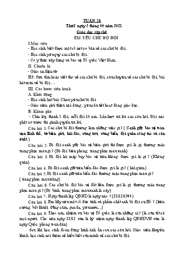Kế hoạch bài dạy các môn Lớp 4 - Tuần 28 - Năm học 2020-2021 - Nguyễn Thị Hòa