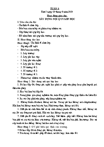 Kế hoạch bài dạy các môn Lớp 5 - Tuần 0 - Năm học 2024-2025 - Nguyễn Thị Hòa