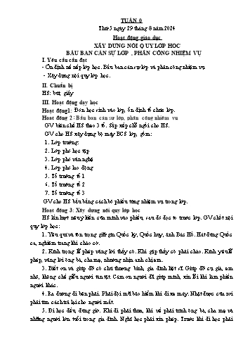 Kế hoạch bài dạy các môn Lớp 5 - Tuần 0 - Năm học 2024-2025 - Trần Thị Tú Uyên