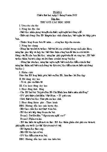 Kế hoạch bài dạy các môn Lớp 5 - Tuần 1 - Năm học 2022-2023 - Nguyễn Thị Hòa