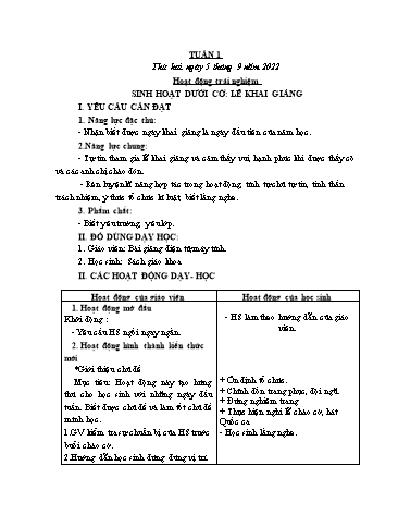Kế hoạch bài dạy các môn Lớp 5 - Tuần 1 - Năm học 2022-2023 - Trần Thị Tú Uyên