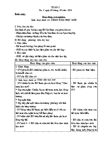 Kế hoạch bài dạy các môn Lớp 5 - Tuần 1 - Năm học 2024-2025 - Trương Thị Thơm