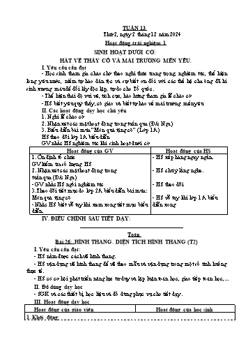 Kế hoạch bài dạy các môn Lớp 5 - Tuần 13 - Năm học 2024-2025 - Nguyễn Thị Hòa