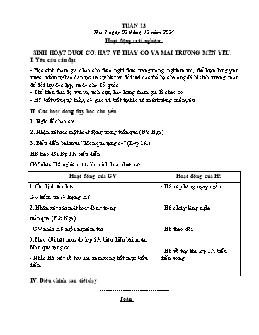 Kế hoạch bài dạy các môn Lớp 5 - Tuần 13 - Năm học 2024-2025 - Trương Thị Thơm