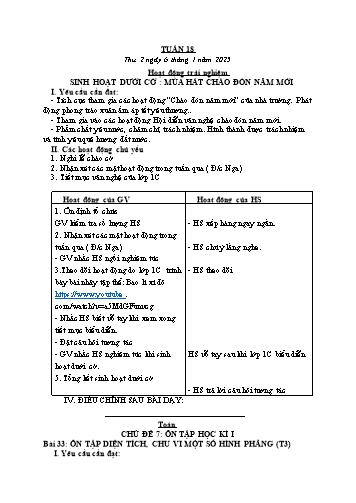 Kế hoạch bài dạy các môn Lớp 5 - Tuần 18 - Năm học 2024-2025 - Trương Thị Thơm