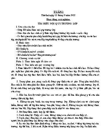 Kế hoạch bài dạy các môn Lớp 5 - Tuần 2 - Năm học 2022-2023 - Nguyễn Thị Hòa