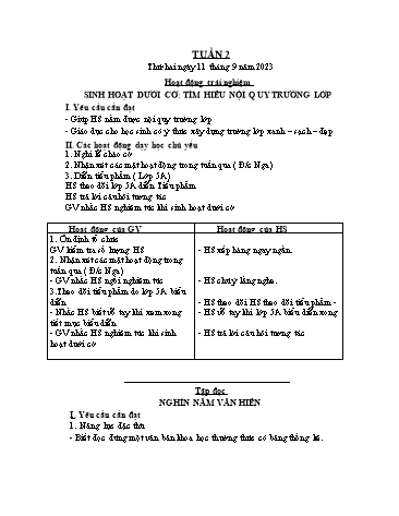 Kế hoạch bài dạy các môn Lớp 5 - Tuần 2 - Năm học 2023-2024 - Nguyễn Thị Hòa
