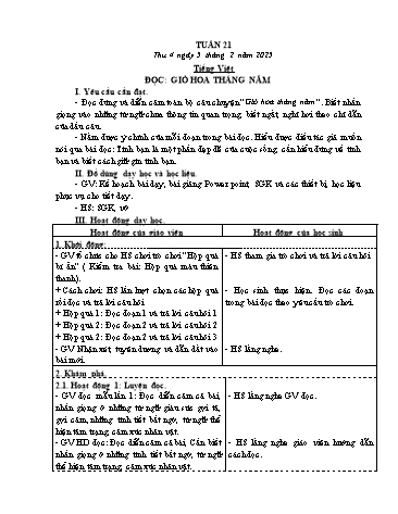 Kế hoạch bài dạy các môn Lớp 5 - Tuần 21 - Năm học 2024-2025 - Trương Thị Thơm