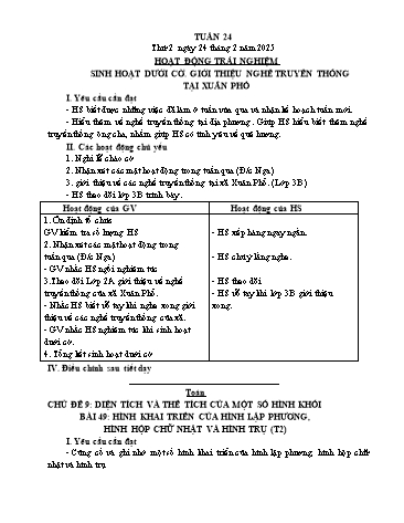 Kế hoạch bài dạy các môn Lớp 5 - Tuần 24 - Năm học 2024-2025 - Nguyễn Thị Hòa