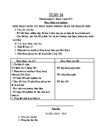 Kế hoạch bài dạy  các môn Lớp 5 - Tuần 26 - Năm học 2022-2023 - Nguyễn Thị Hòa