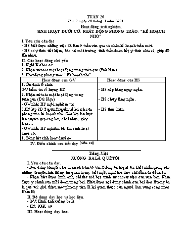 Kế hoạch bài dạy các môn Lớp 5 - Tuần 26 - Năm học 2024-2025 - Trương Thị Thơm
