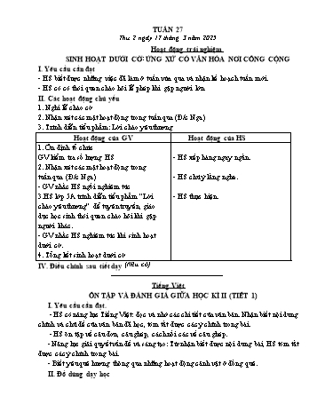 Kế hoạch bài dạy các môn Lớp 5 - Tuần 27 - Năm học 2024-2025 - Trần Thị Tú Uyên