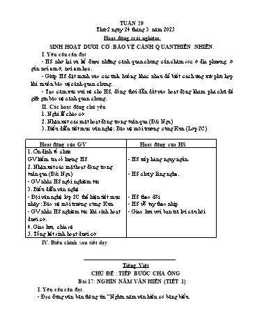 Kế hoạch bài dạy các môn Lớp 5 - Tuần 28 - Năm học 2024-2025 - Trần Thị Tú Uyên